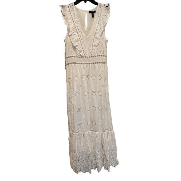 Aqua Bloomingdale’s Sleeveless Eyelet Embroidered Midi Dress Lined White XS NWT - Picture 2 of 9
